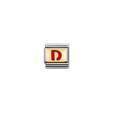 Nomination Composable Classic BUCHST. ROT Edelstahl, Email und 18K-Gold (D) 030202 im Sale